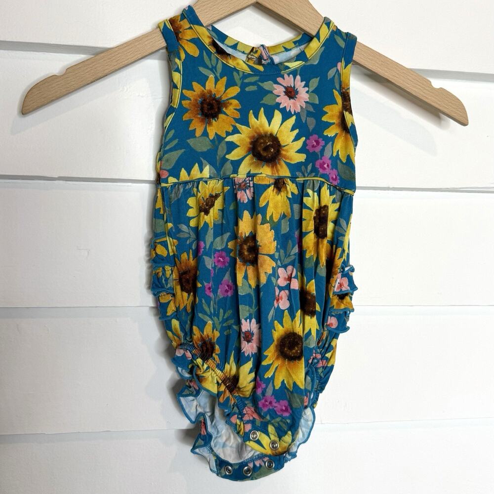 Little Sleepies Play Sunflower Floral Ruffle Bubble One Piece Girl 6-12 Months